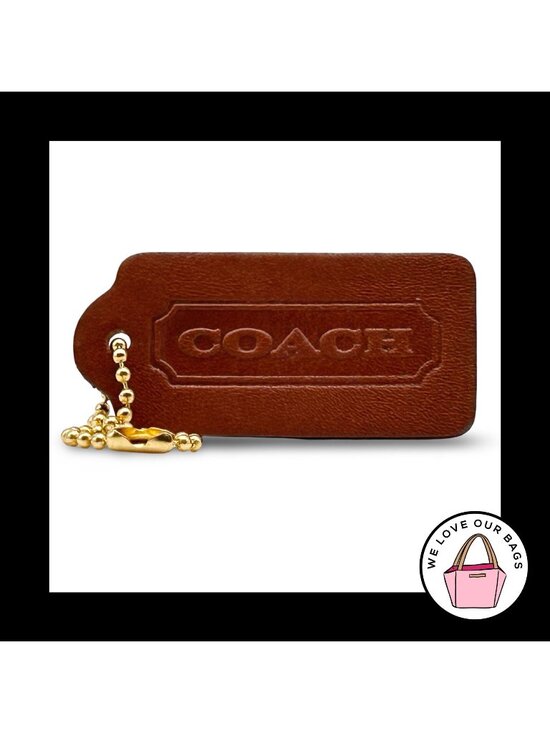 COACH Accessories - VINTAGE COACH Mahogany Brown Glovetanned Leather Bag Charm Keychain Hang Tag
